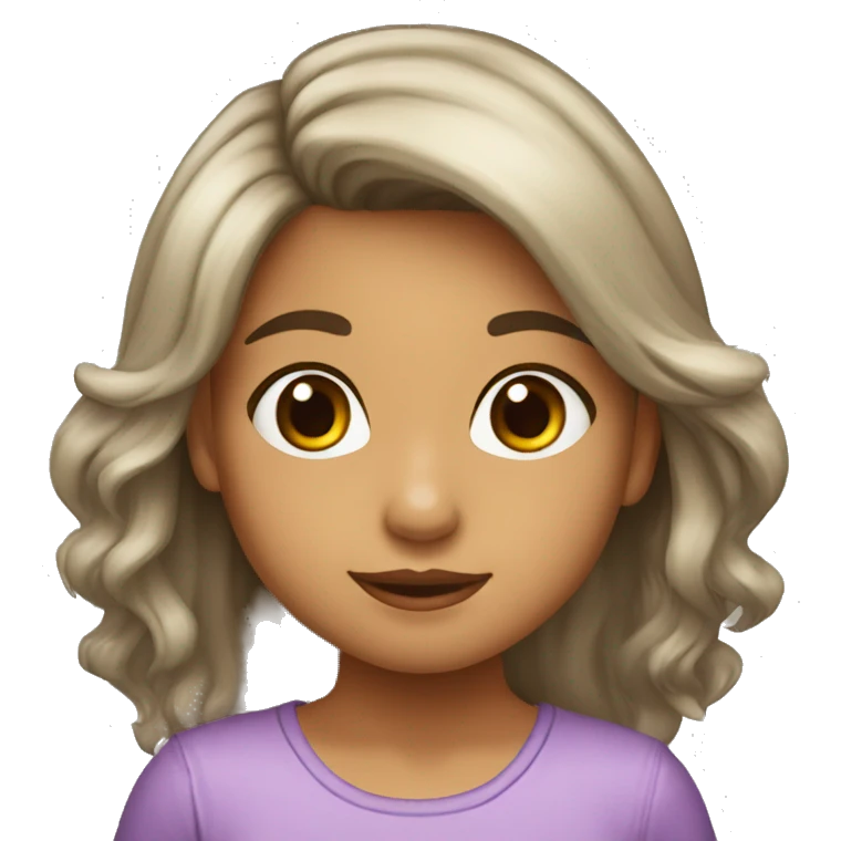 niña rizosa de pelo castaño emoji