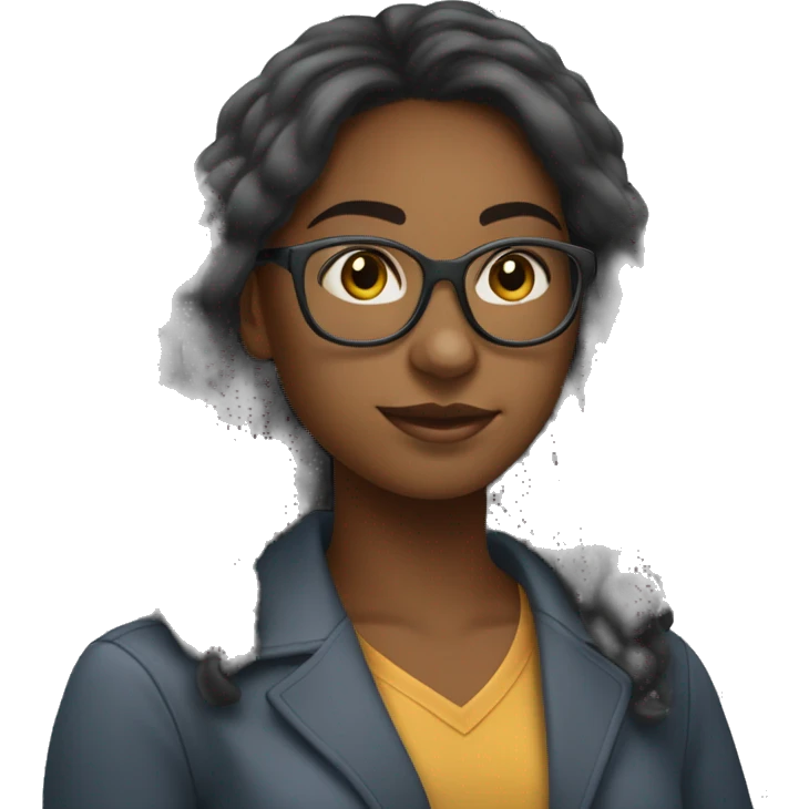 young black female college student with glasses & straight hair, studying  emoji