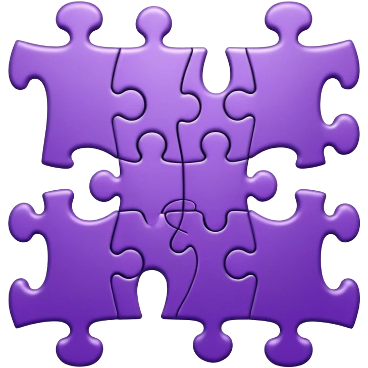 Create an icon of a puzzle for "Featured Projects" on a dark background #22223B. Show multiple puzzle pieces connected together, with one piece slightly separated or highlighted as the final piece. The puzzle pieces should be shades of purple that harmonize with the background. emoji