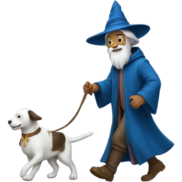 Wizard walking a dog emoji