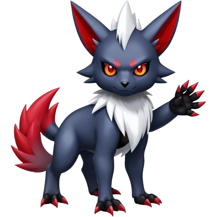Cool Edgy Shiny Digimon-Weavile-Absol-Zorua-Zangoose-hybrid full body emoji