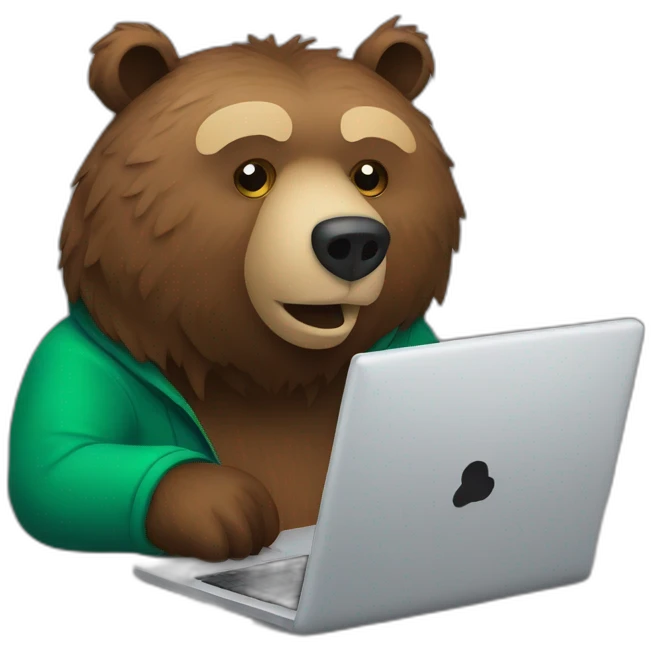 Grizzly bear on computer emoji