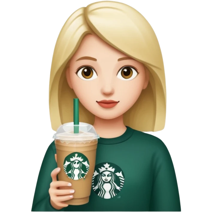 A girl having a Starbucks drink emoji