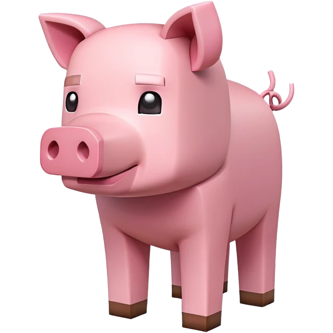 Minecraft Pig full body, pink blocky animal with square head emoji