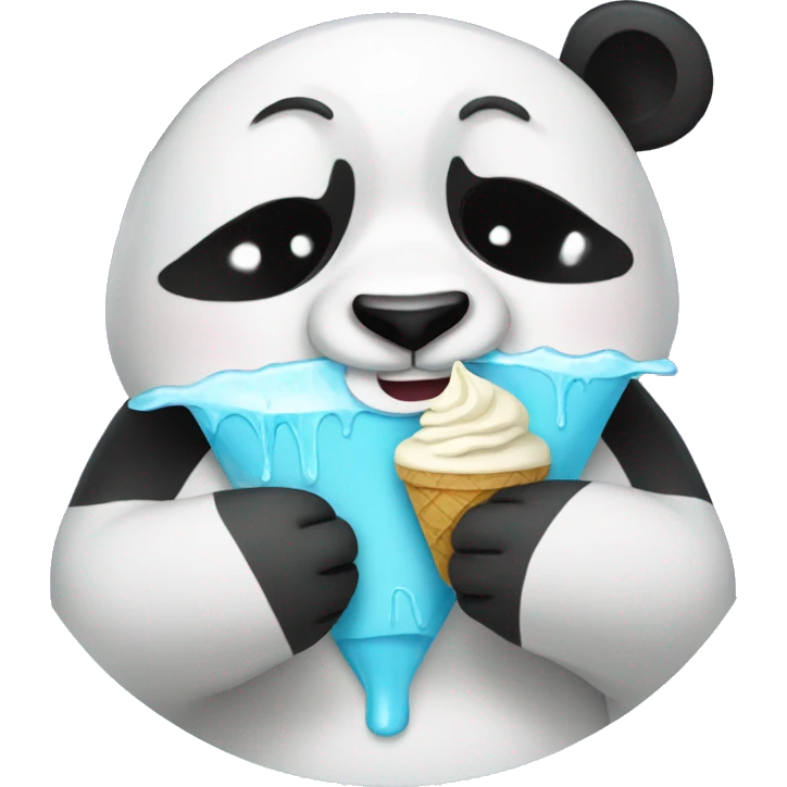 Panda eating ice cream while crying emoji