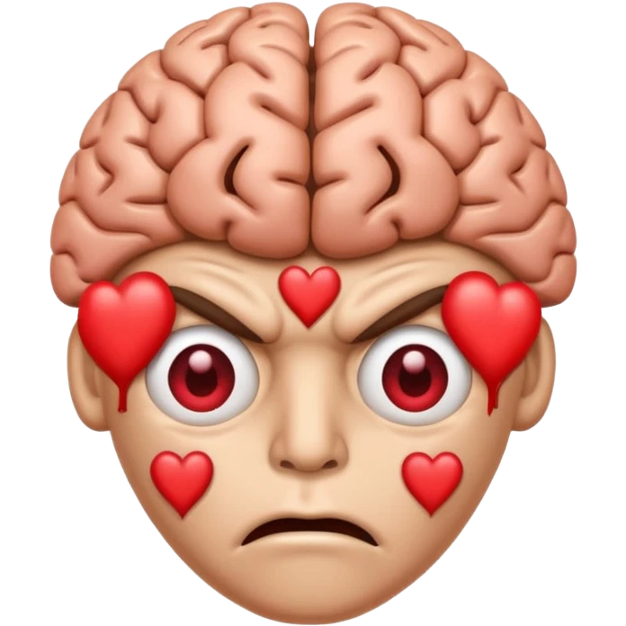 image of the brain with heart eyes and another image of the brain disgusted/angry emoji