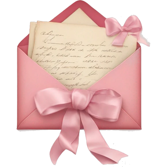 vintage love letters in envelope tied with a baby pink ribbon  emoji