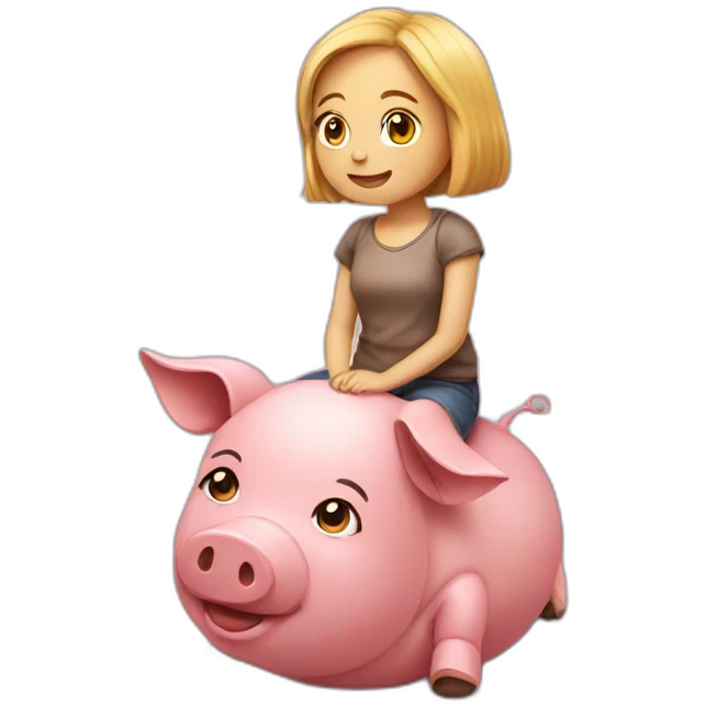 girl sitting on the pig head emoji