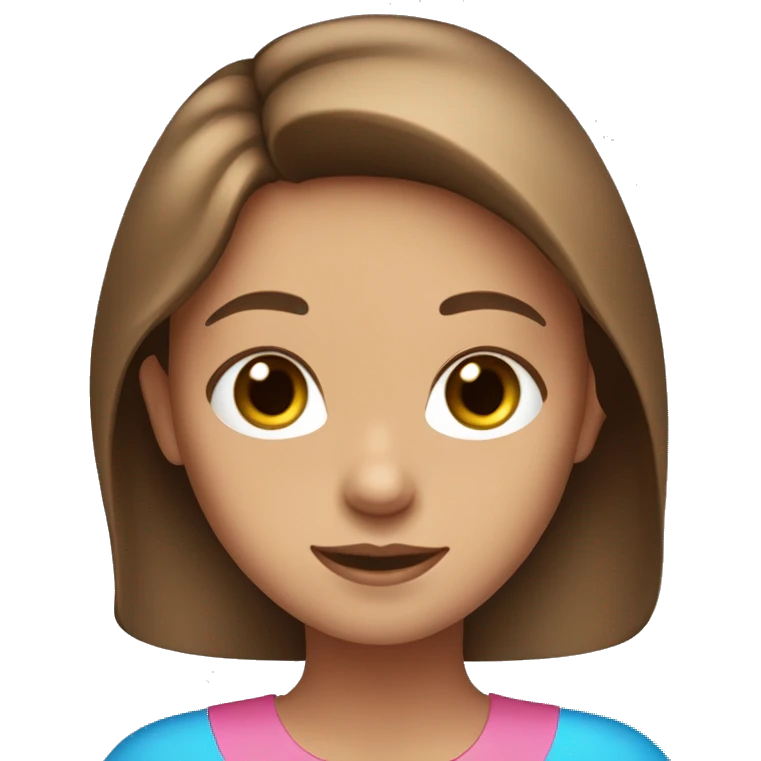 cute tan girl with blue eyes and long brown hair and a pink shirt emoji