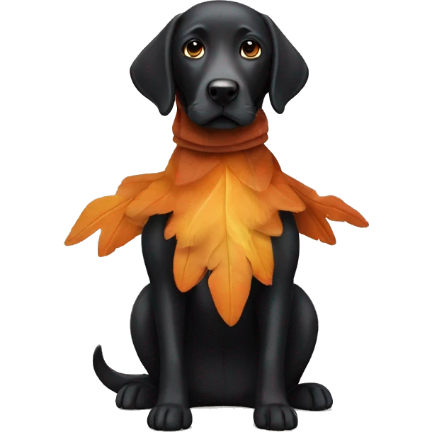 Full size Black Labrador dog in a turkey costume emoji
