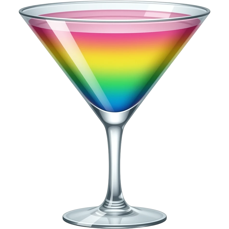 pastel rainbow gradient martini in aesthetic crystal glass emoji