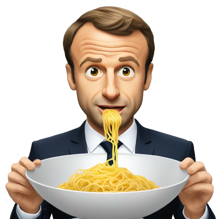 Emmanuel Macron qui mange des spaghettis  emoji