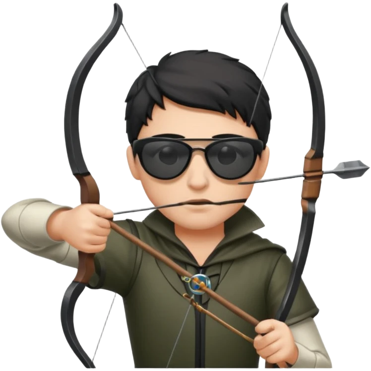 Blind archer aiming show black shades on the archer emoji