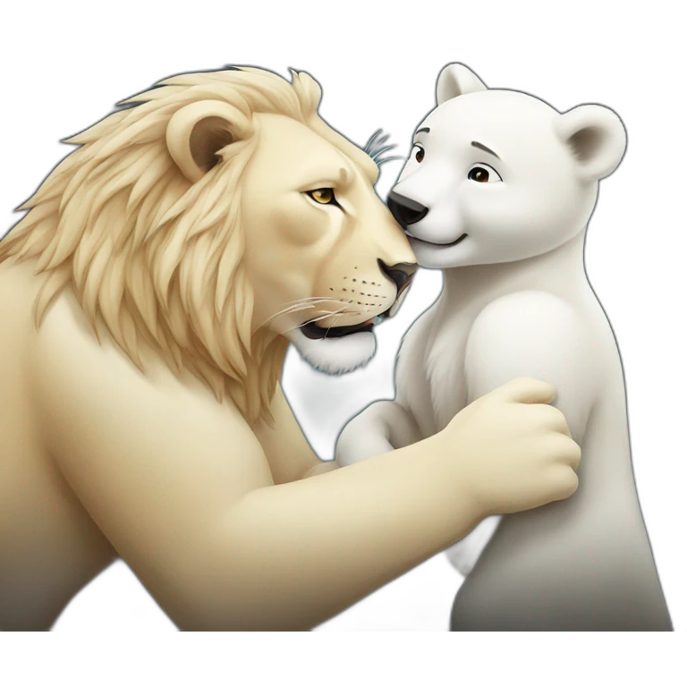 Lion Kisses polar bear emoji