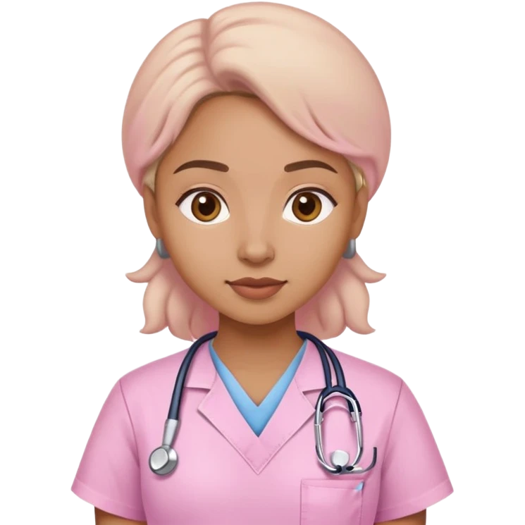 Medium brown woman in Light pink scrubs emoji