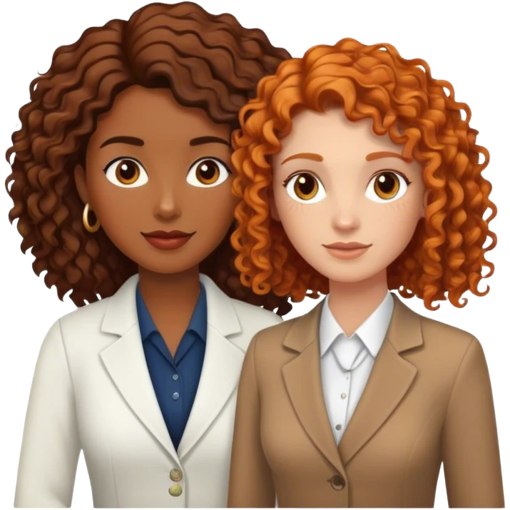long dark haired woman Life Coach and ginger curly haired Office Worker emoji