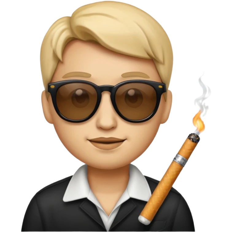 emoji face with 'deal with it' sunglasses and a cigarette emoji