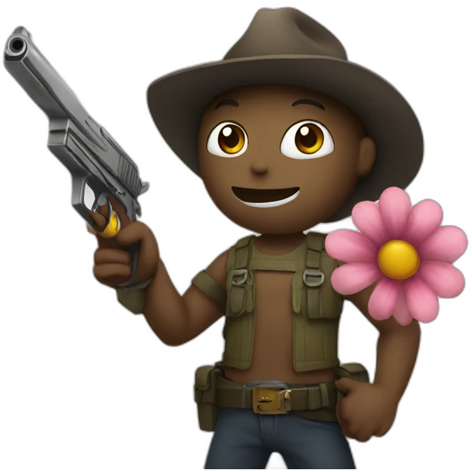 flower hold a gun emoji