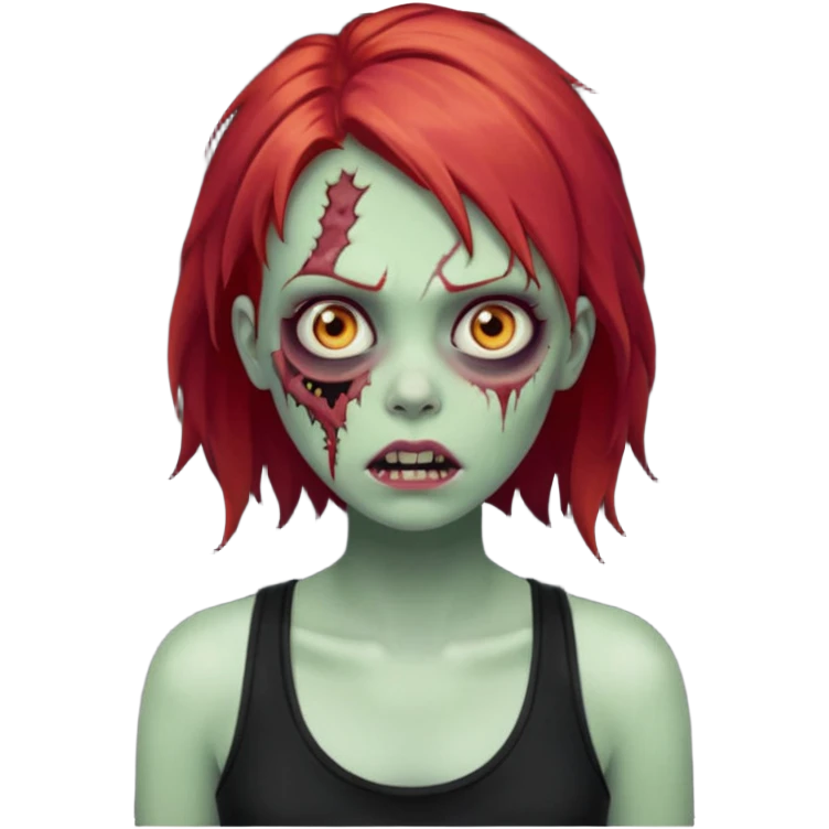 zombie girl with red hair and black tank top  emoji