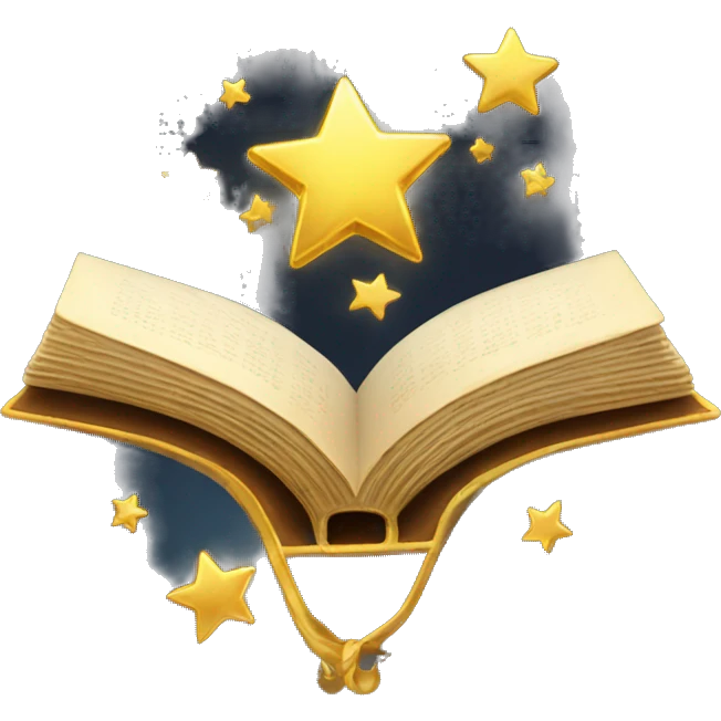 a magic book with golden stars emoji