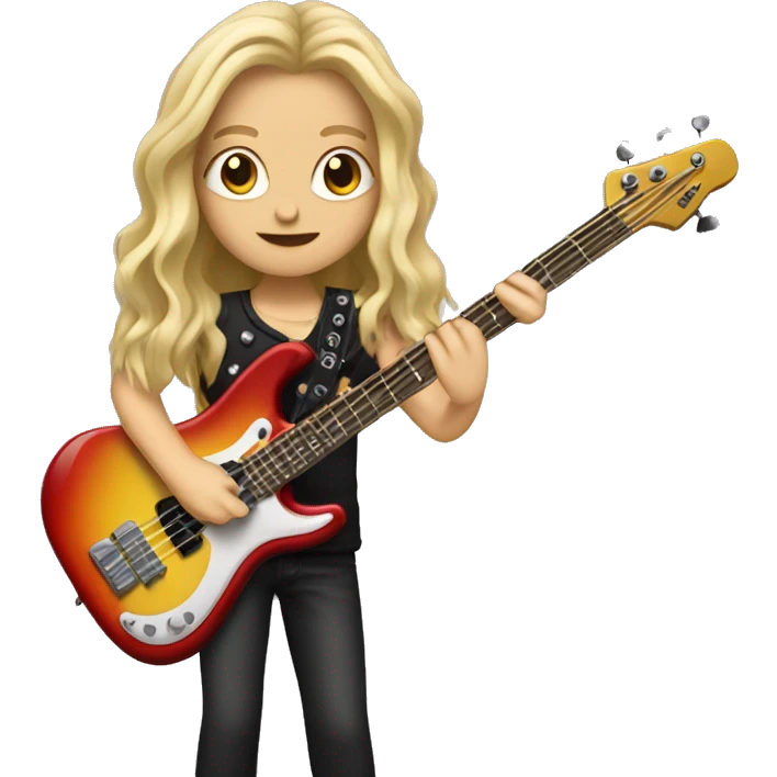Blonde long hair rockstar playing bass guitar emoji