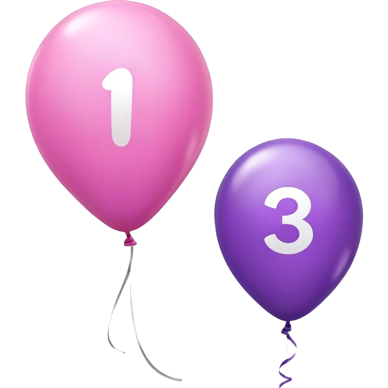 A pink balloon with a 2 on it on the left a purple balloon with a 3 on it on the right  emoji