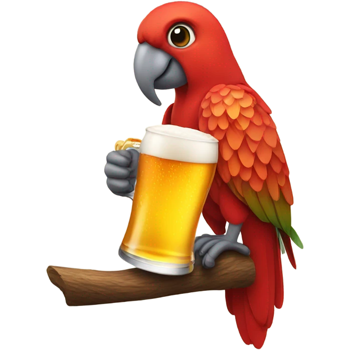 red parrot holding a beer emoji