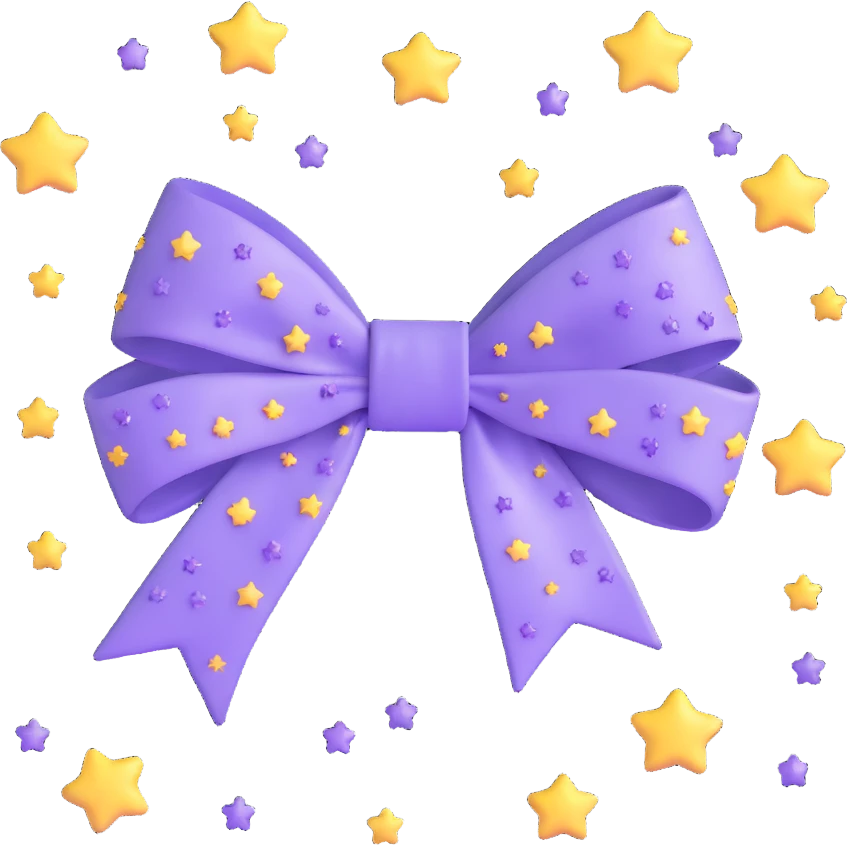 sparkly lavender bow with stars emoji