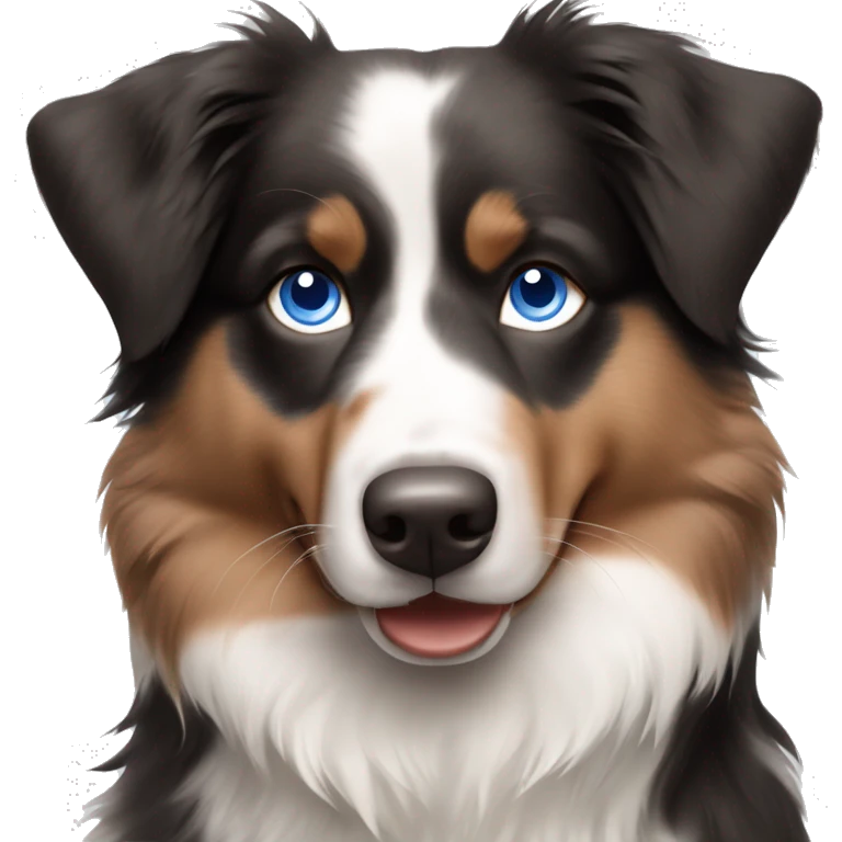 australian shepherd dog black white and brown with blue eyes emoji