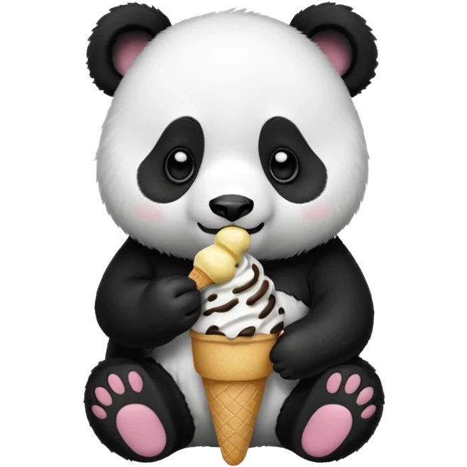 Panda eating ice cream emoji