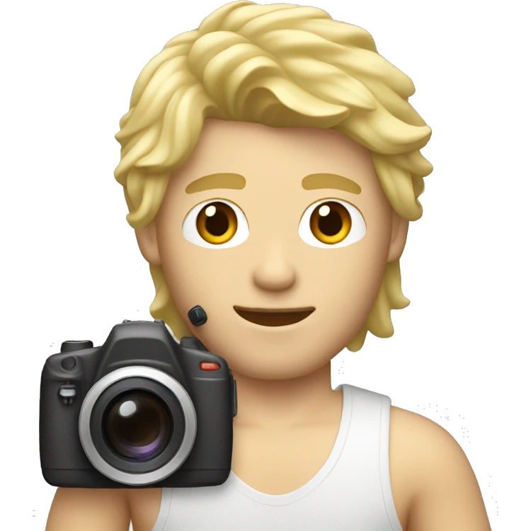 blonde guy with mullet holding a camera emoji