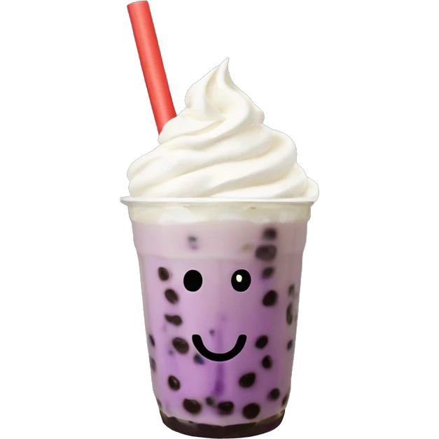 taro boba tea with whipped cream emoji