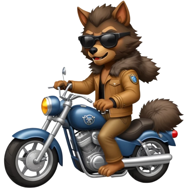 Werewolf with sunglasses riding motorcycle emoji