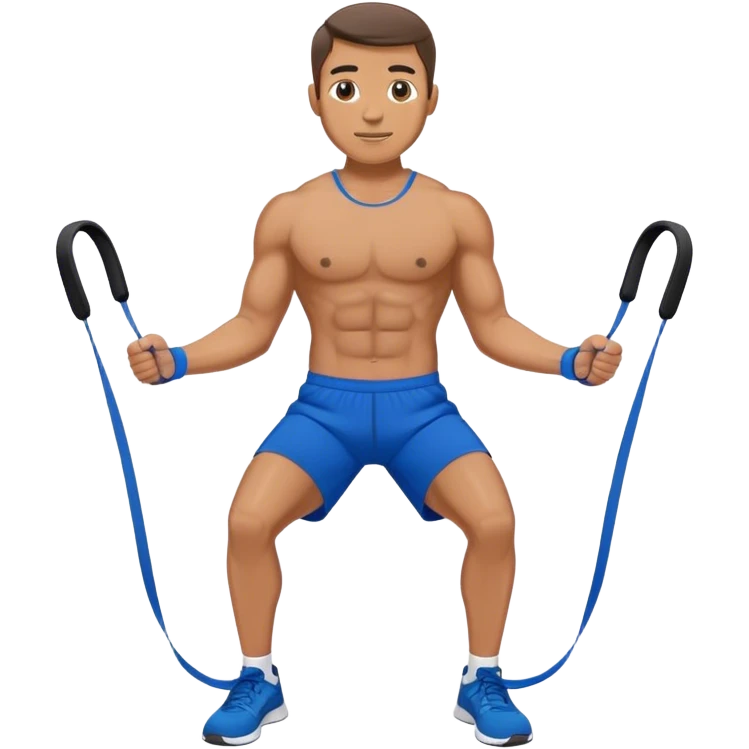 fit man with blue shorts resistance bands exercises emoji