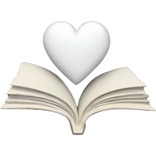 white heart with books inside emoji
