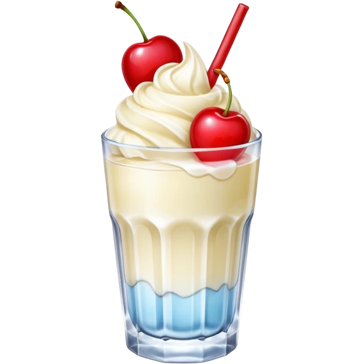 Japanese Cream soda clear glass with ice and vanila + cherry on top emoji