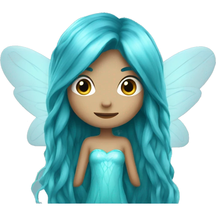 Beautiful, fairy, blue, turqoise, long hair, big wings emoji