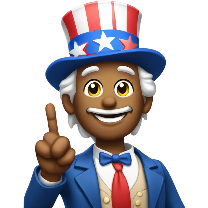 Uncle Sam shows two fingers emoji