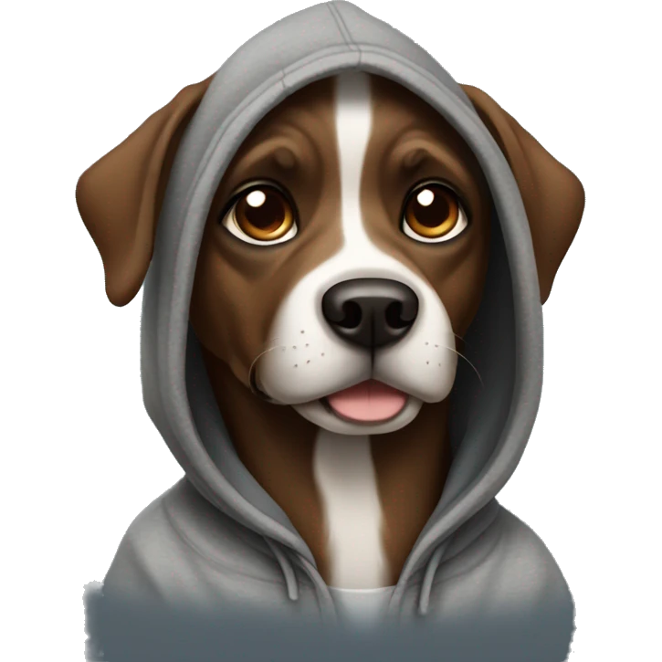 black and brown dog wearing a hoodie emoji