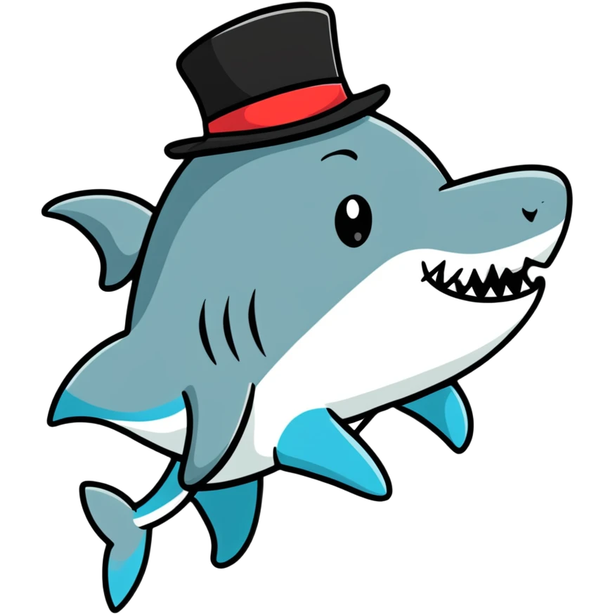 Shark with a top hat emoji