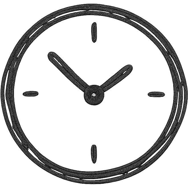 hand drawn outlined icon of a clock, no fill emoji