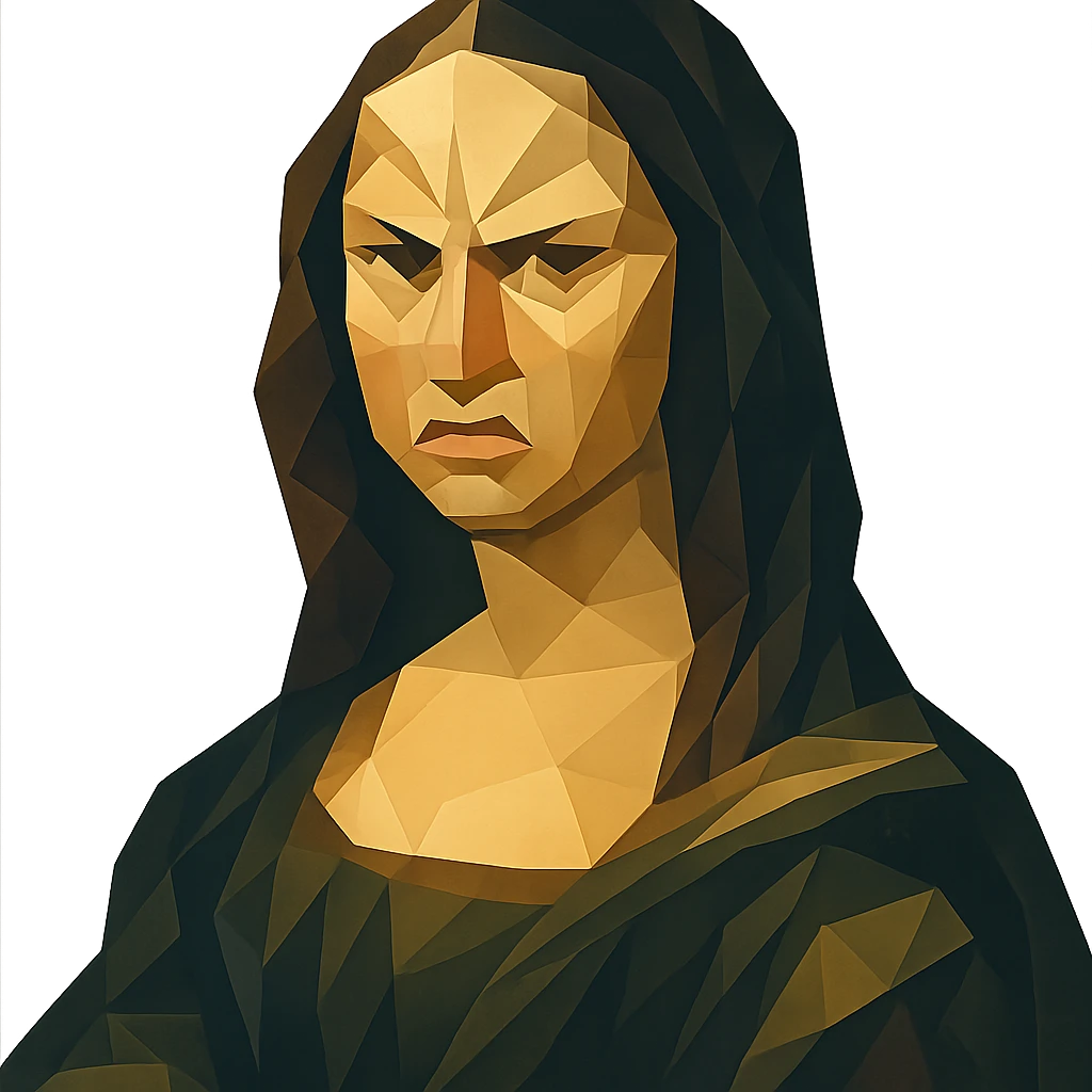 Mona Lisa showing anger emoji