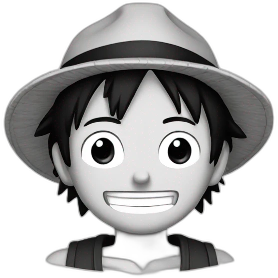 Luffy in black and white emoji