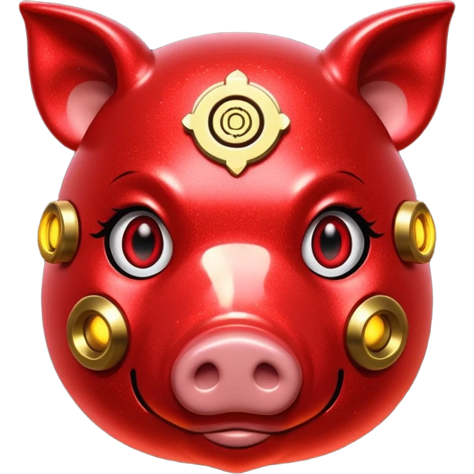 red glitter cyberpunk pig emoji