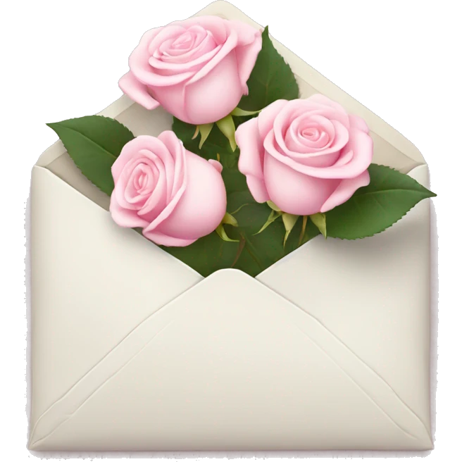 White envelope with light pink roses emoji