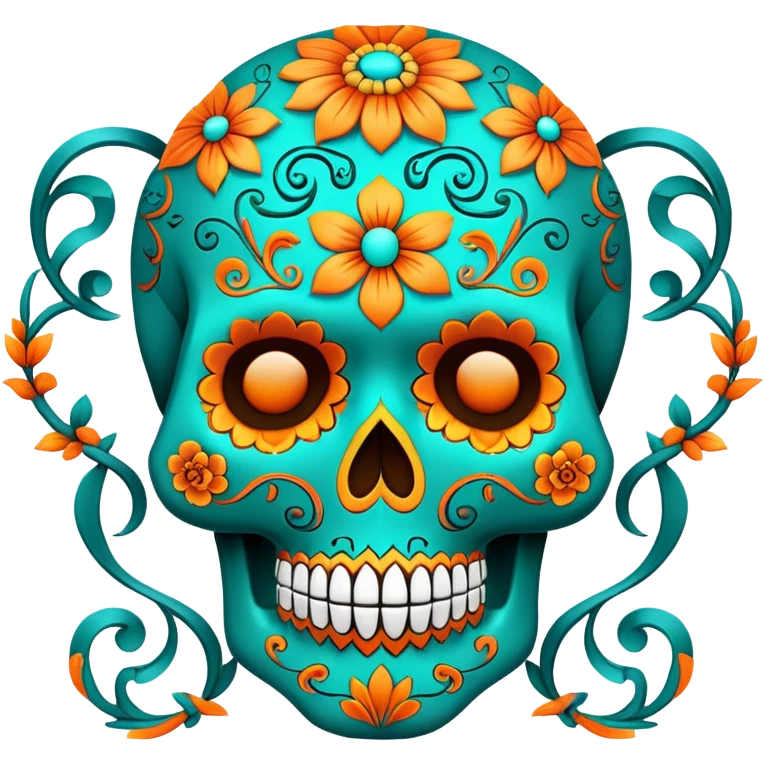 teal and orange sugar skull emoji