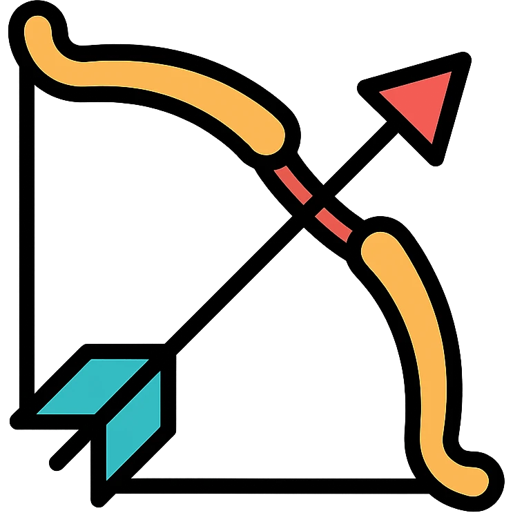 arco y flecha, color outline icon style emoji
