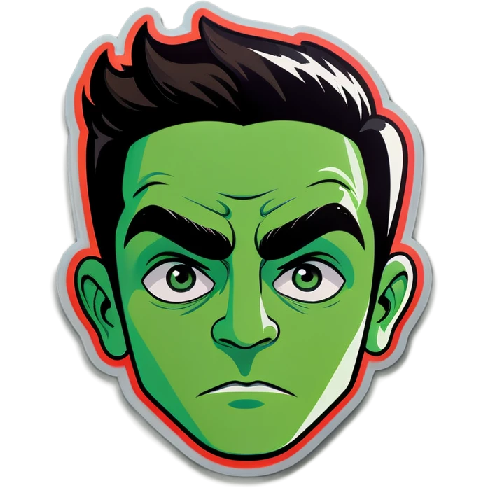 Green face with eyebrow up  emoji