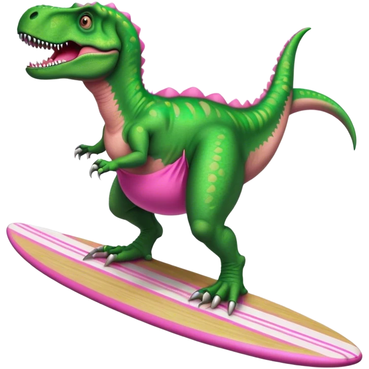 trex wearing a tutu on a surfboard emoji