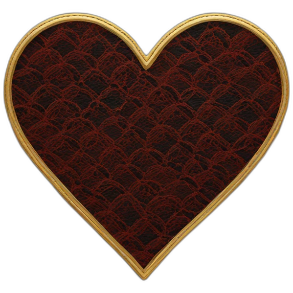 red lace on black leather heart with gold border emoji